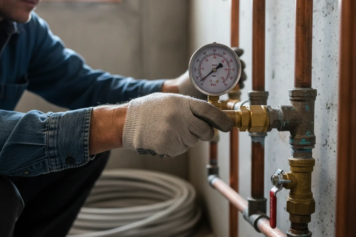 Pressure testing a repaired line during Water Line Repair in Anthony
